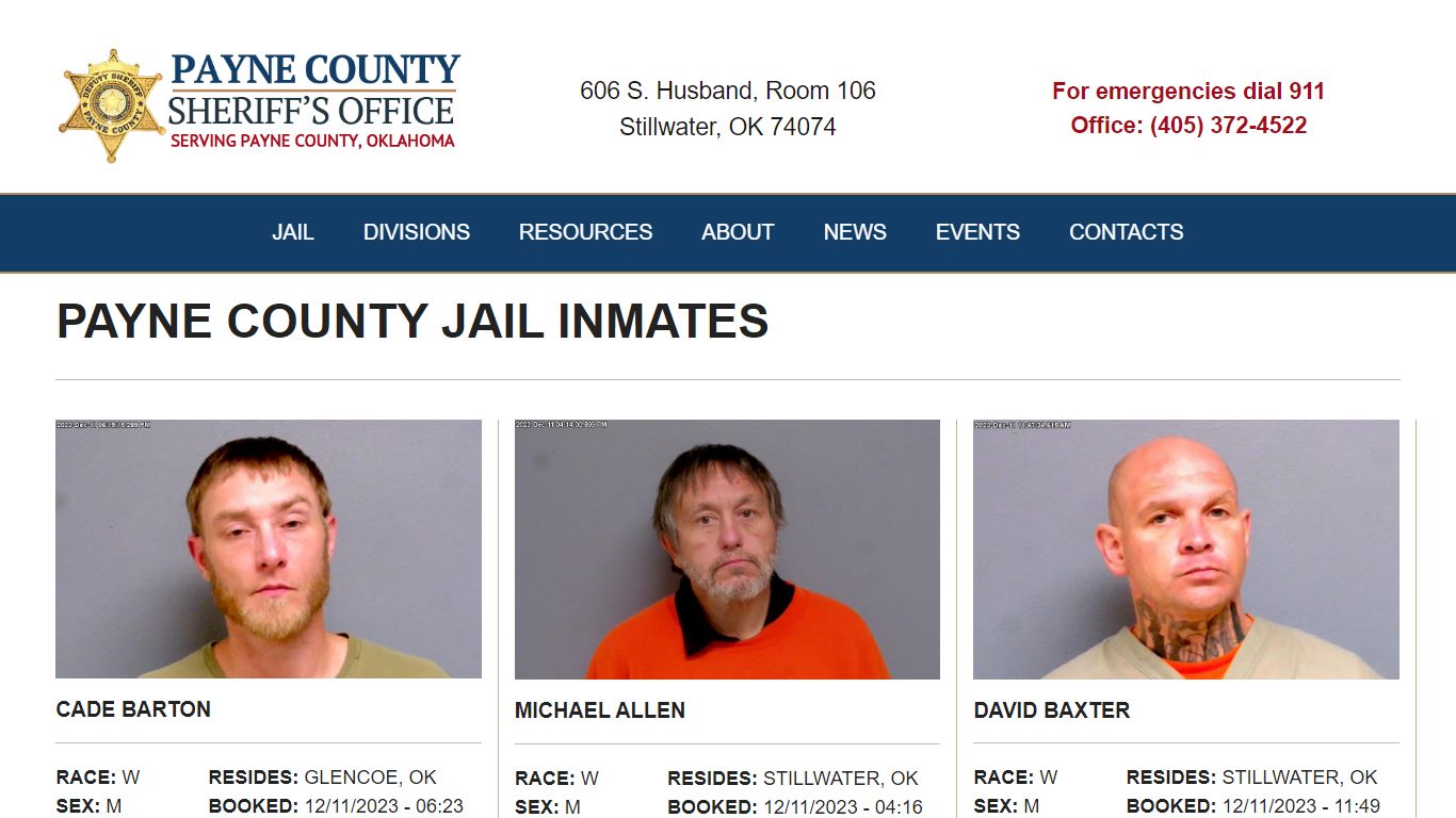 Inmate Search - Payne County Jail
